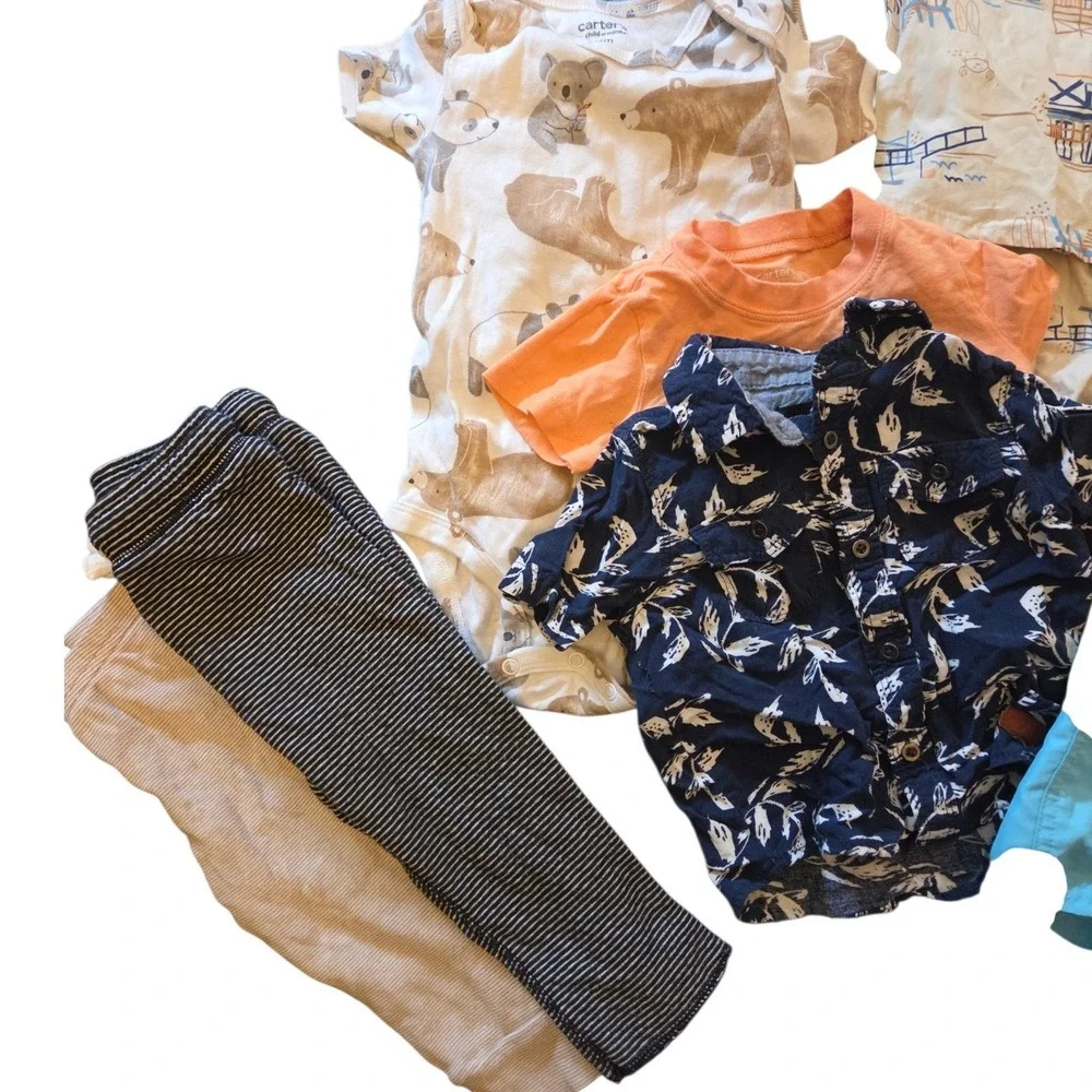 Baby Boy 12M Clothes Bundle 22 Pc Carters Ralph Lauren Cat & Jack Lot
